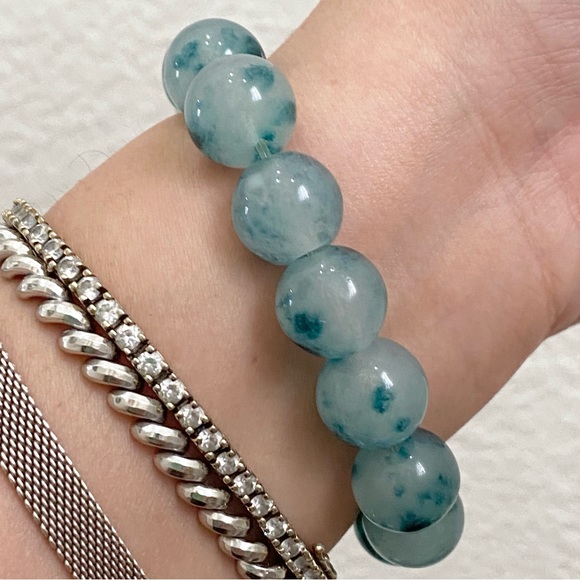 Handmade Pi Xiu Green Chalcedony Beads Natural Gemstone Lucky Bracelet One Size - Picture 3 of 14